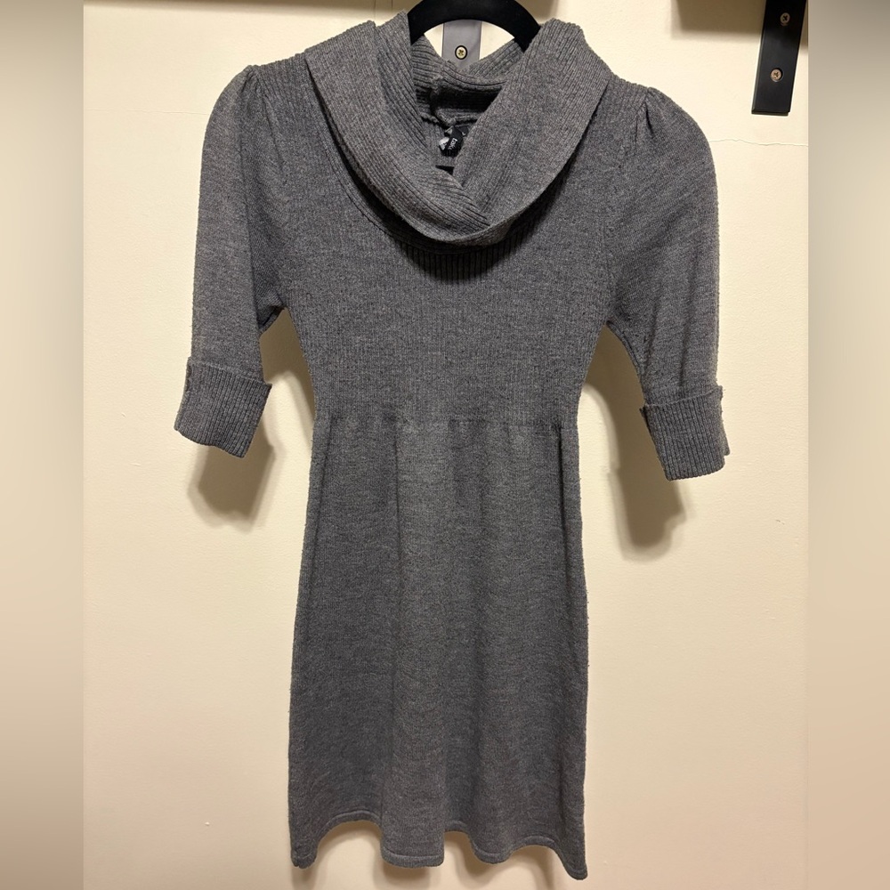 Gray cowl neck sweater dress
